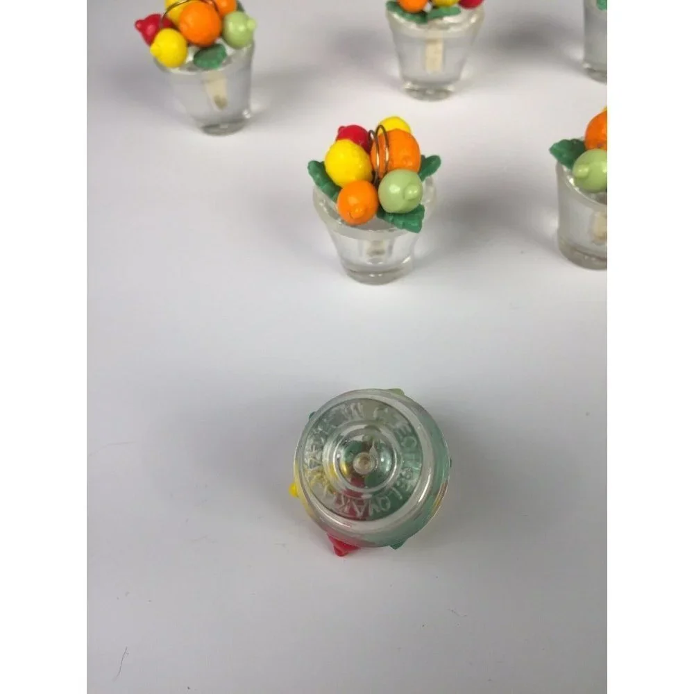 6 - ART DECO CZECH ART‎ GLASS BEADED FRUIT POT PLACE CARD HOLDERS